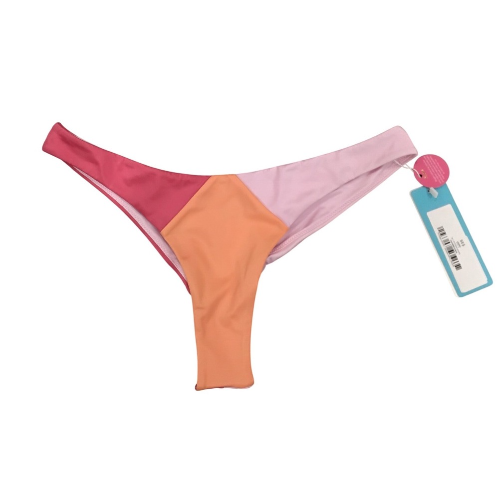 Beach Bunny Sunset Bikini Bottom Colorblock Pink Orange Swimwear XL NWT